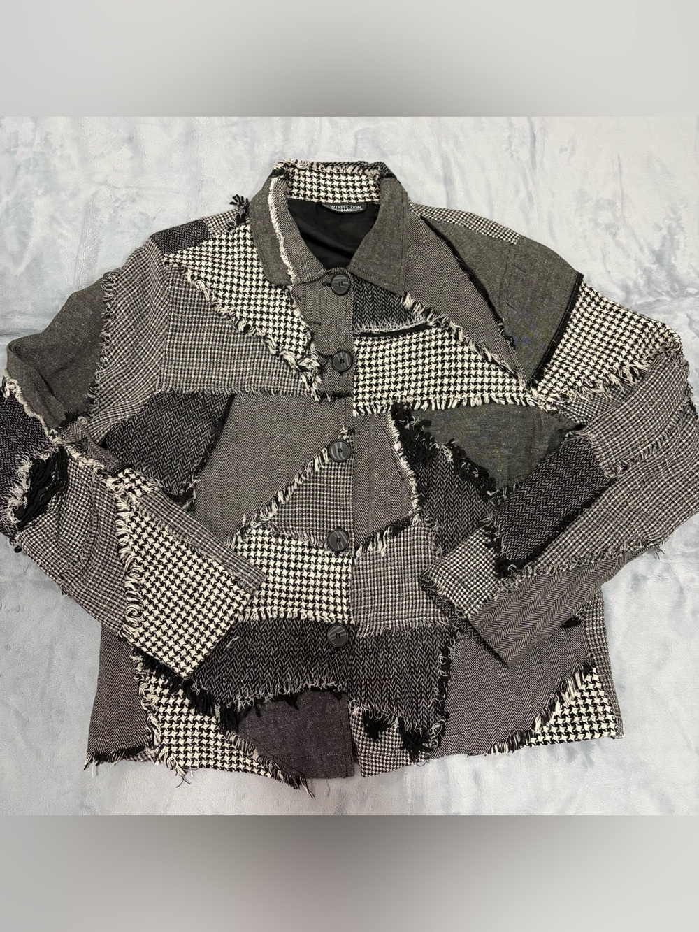 Vintage New Direction XL Patchwork Art to Wear Jacket Houndstooth Eclectic
